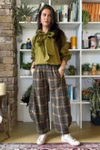 Patrick Plaid Brushed Cotton 7/8 Barrel Pant Olive